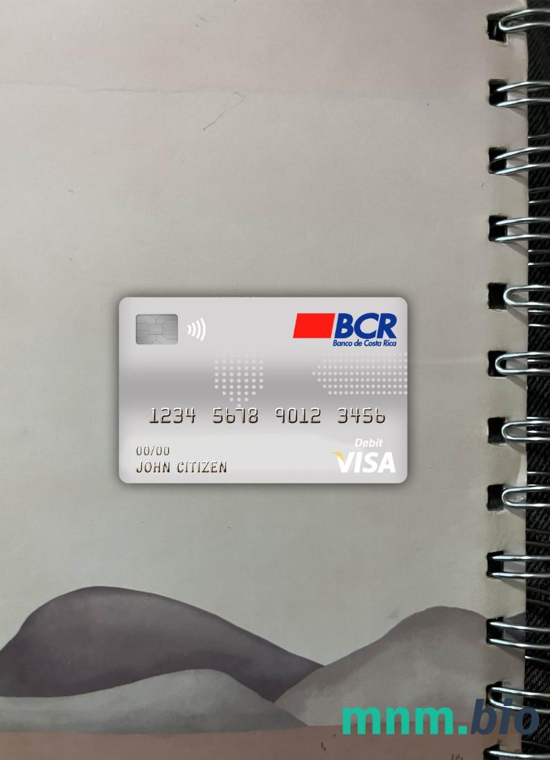 Costa Rica The bank of Costa Rica visa obciążyć card wygląd fotograficzny skan PSD + zdjęcie